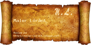 Maler Lóránt névjegykártya